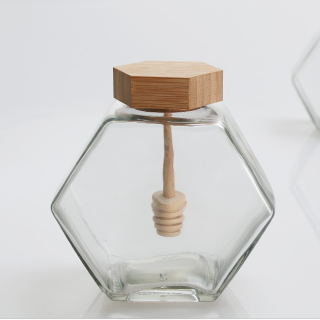 Barattolo di miele in vetro da 500 g esagonale