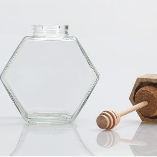 Barattolo di miele in vetro da 500 g esagonale