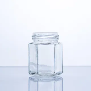 Hexagonales Glas Honigglas in Lebensmittelqualität