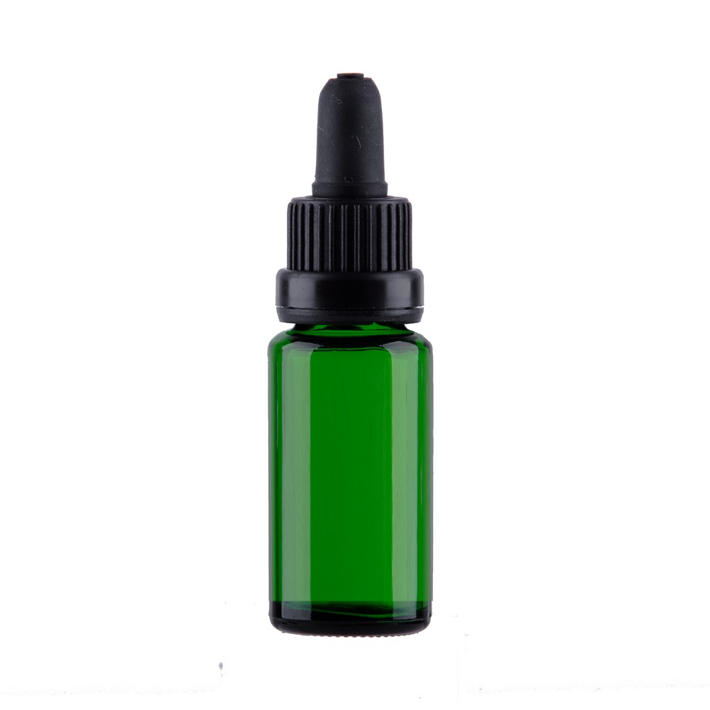 Grüne Kosmetik-Glasflasche mit Pipette