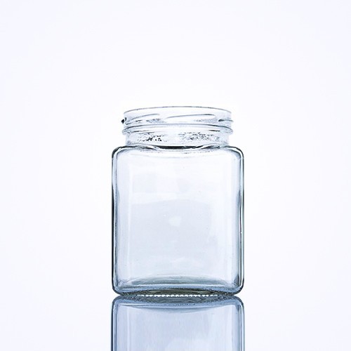 500ml方形透明玻璃蜂蜜罐（带盖）