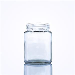 Barattolo di miele quadrato in vetro trasparente da 500 ml con coperchi