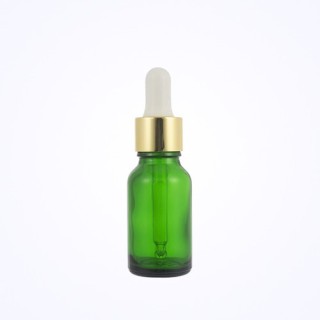 Bottiglia di vetro verde cosmetici con contagocce