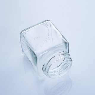 Barattolo di miele quadrato in vetro trasparente da 500 ml con coperchi