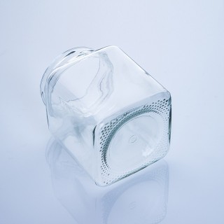 Barattolo di miele quadrato in vetro trasparente da 500 ml con coperchi