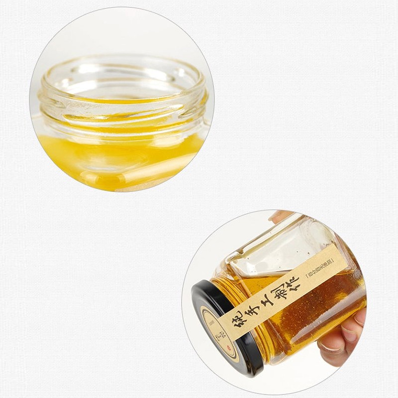 Fabricants de pots à miel en verre transparent avec couvercle
