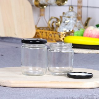 Vaso per vasetti di miele vuoto grande trasparente economico con coperchio alla rinfusa