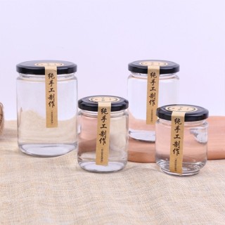 Vaso per vasetti di miele vuoto grande trasparente economico con coperchio alla rinfusa