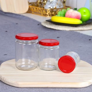 Vaso per vasetti di miele vuoto grande trasparente economico con coperchio alla rinfusa