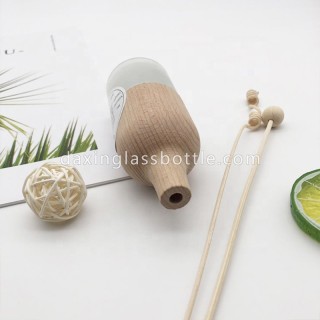 Bálsamo de fragancia vacío pequeño de marca simple creativo Frosted Clear Wooden Reed Difusor Botella de vidrio