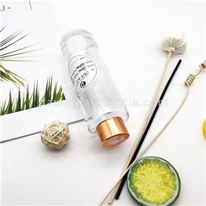 Bottiglia di vetro del diffusore a lamella rotonda del cilindro trasparente della stanza decorativa di lusso riutilizzabile all'ingrosso