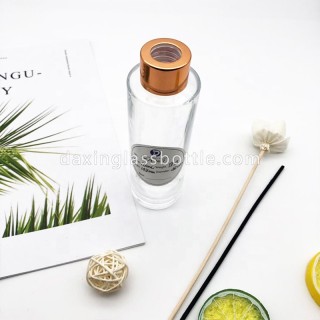 Bottiglia di vetro del diffusore a lamella rotonda del cilindro trasparente della stanza decorativa di lusso riutilizzabile all'ingrosso