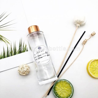 Bottiglia di vetro del diffusore a lamella rotonda del cilindro trasparente della stanza decorativa di lusso riutilizzabile all'ingrosso