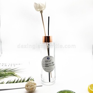 Bottiglia di vetro del diffusore a lamella rotonda del cilindro trasparente della stanza decorativa di lusso riutilizzabile all'ingrosso