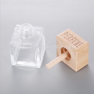 Botol Diffuser Persegi Mobil Kosong Grosir 50ml dengan Tutup Kayu
