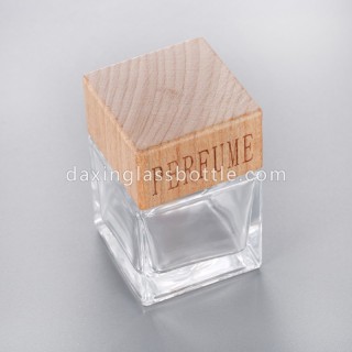 Botol Diffuser Persegi Mobil Kosong Grosir 50ml dengan Tutup Kayu