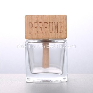 Botol Diffuser Persegi Mobil Kosong Grosir 50ml dengan Tutup Kayu