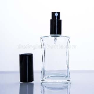 Grosir Custom Made Botol Parfum Kaca Mewah 50ml dengan Tutup Hitam