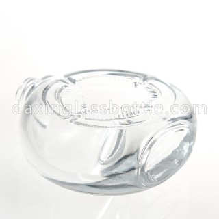 Botella de perfume vacía de forma redonda plana de vidrio de alta calidad con bomba de pulverización