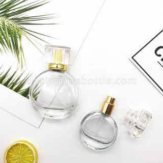 Islamic Vials Empty Bulk Sample Fancy Flat Round Perfume Bottles 30ml 50ml 100ml Glass Spray