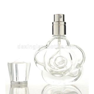 New Design Fancy Transparent Rose Shape Attar Decorative Travel Glass Perfume Bottles
