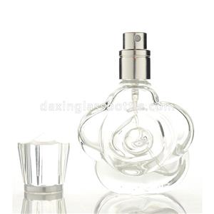 New Design Fancy Transparent Rose Shape Attar Decorative Travel Glass Perfume Bottles