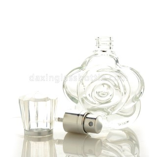 New Design Fancy Transparent Rose Shape Attar Decorative Travel Glass Perfume Bottles