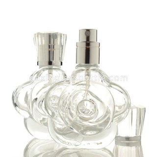 New Design Fancy Transparent Rose Shape Attar Decorative Travel Glass Perfume Bottles