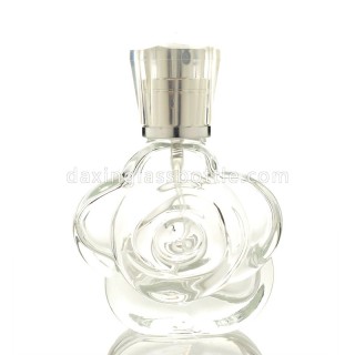 New Design Fancy Transparent Rose Shape Attar Decorative Travel Glass Perfume Bottles