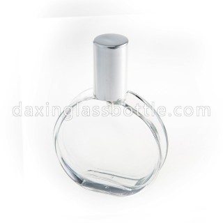 Flat Round 50ml Small Perfume Glass Bottle With Spray Lid