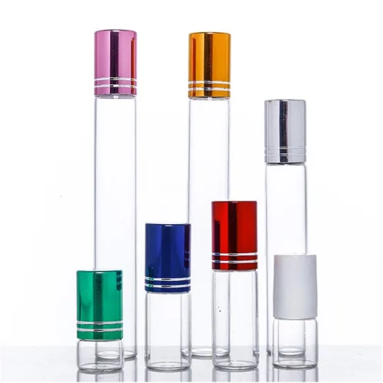 Kemasan kosmetik 3ml 5ml 8ml 10ml 15ml gulung di atas botol minyak parfum kosong yang bening