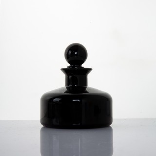 New Design Luxury Round Reed Diffuser Glass Bottle Black 200ml with Reed Diffuser Cap