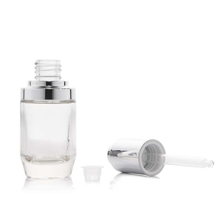 Flacon de lotion en verre de 30 ml, 45 ml, 100 ml et 120 ml ; pot de crème de 30 g et 40 g avec bouchon en aluminium