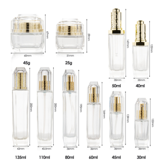 Grosir 25g 45g 30ml 40ml 50ml Botol Kaca Kosmetik Set Toples Kaca untuk Botol Lotion Krim Wajah Perawatan Kulit