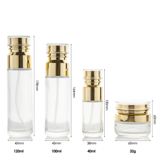 Kemasan Kosmetik Kosong Wadah Kaca Perawatan Kulit 32g 40ml 100ml 120ml Botol Lotion dengan Tutup Pompa