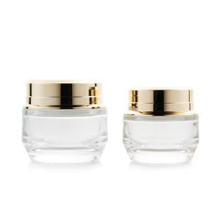 30g 40g 40ml 100ml 130ml Pump Cosmetic Empty Frosted Glass Lotion Bottles Round Cream Jar with Gold Cap