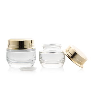 30g 40g 40ml 100ml 130ml Pump Cosmetic Empty Frosted Glass Lotion Bottles Round Cream Jar with Gold Cap