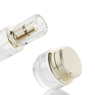 30g 40g 40ml 100ml 130ml Pump Cosmetic Empty Frosted Glass Lotion Bottles Round Cream Jar with Gold Cap