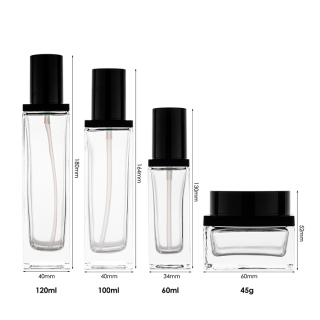 New Design 45g 60ml 100ml 120ml Cosmetic Square Acrylic Lotion Bottles With Pump Cap