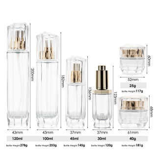 25g 40g 30ml 45ml 100ml 120ml Custom Logo Thick Bottom Lotion Bottle with Gold Cap