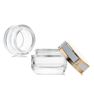 High End 20g 40g 40ml 100ml 120ml Luxury White Glass Lotion Bottle with White Gold Cap