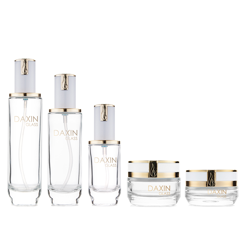 Botol Lotion Kaca Putih Mewah Kelas Atas 20g 40g 40ml 100ml 120ml dengan Tutup Emas Putih