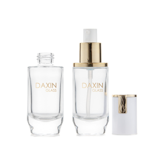 High End 20g 40g 40ml 100ml 120ml Luxury White Glass Lotion Bottle with White Gold Cap