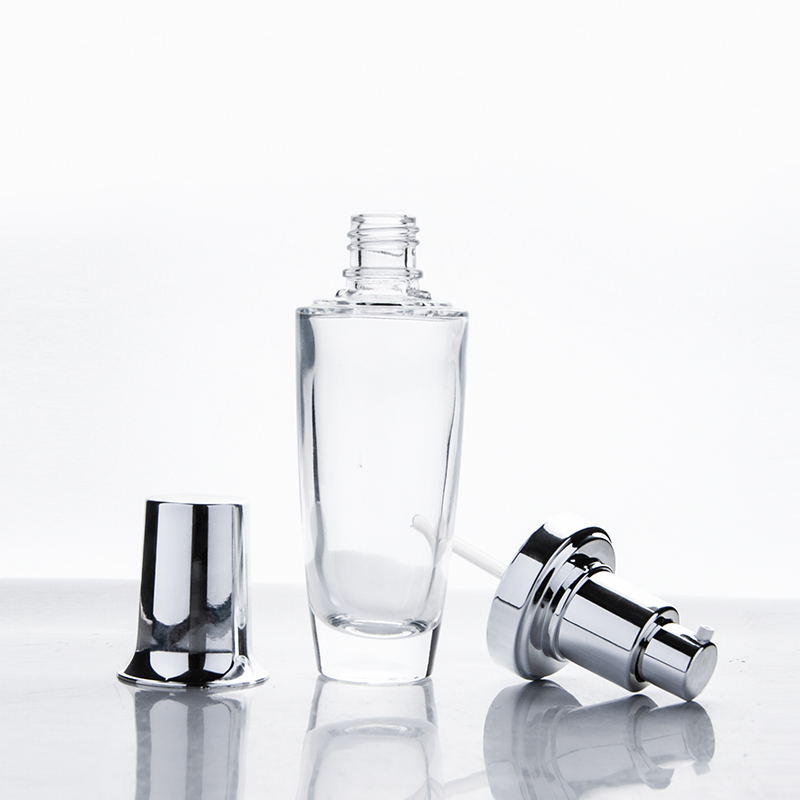 Flacons en verre à pompe pour lotion, de 25 ml, 35 ml, 50 ml, 100 ml et 130 ml.