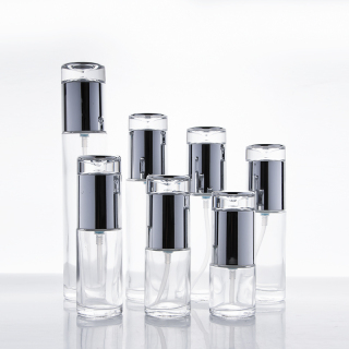 Botol lotion yang dicetak khusus, botol kaca lotion krim dengan tutup pompa tekan