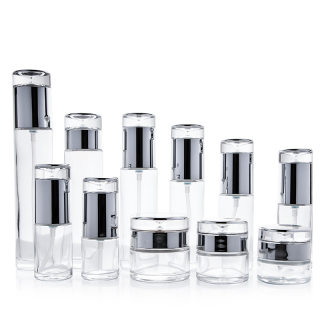 Botol lotion yang dicetak khusus, botol kaca lotion krim dengan tutup pompa tekan