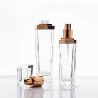 Desain baru botol krim kosmetik bentuk unik dengan tutup heksogen emas