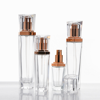 Desain baru botol krim kosmetik bentuk unik dengan tutup heksogen emas