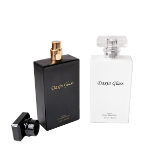 Vendita all'ingrosso di bottiglie di profumo vuote con logo personalizzato bianco/nero da 100 ml