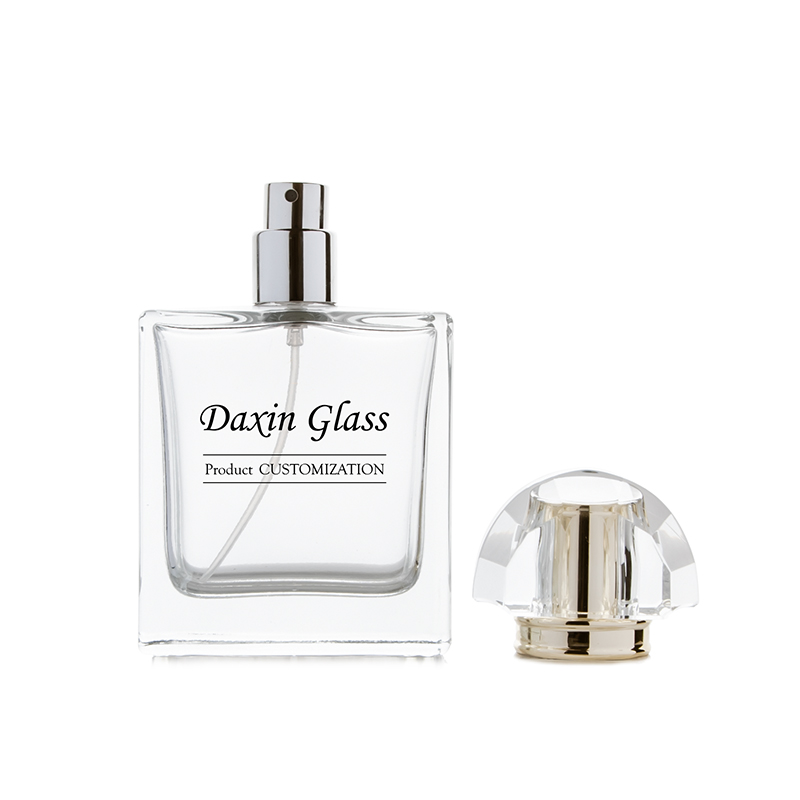 50ml clear square screw perfume bottle